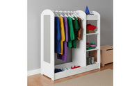 Kids Dress up Center with Mirror Rounded Corners Kids Armoire with Shelves Easy to Clean Young Child Dress up Wardrobe for Bedroom, Daycare