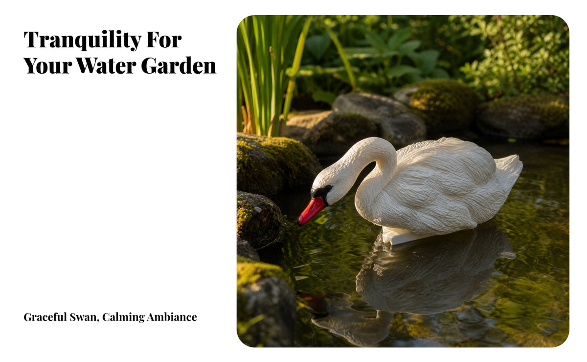 Decorative Buoyant Swan | PE, Molded Feather Texture, Swan Figure, for Garden