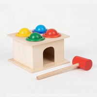 Wooden Pounding Toy with Mallet Fine Motor Child-Led Learning Ball Tracker Box