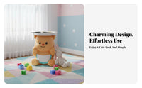 Creative Styling Bear-Shaped Storage Cabinet Original Design Bedside Storage Cabinet Multifunctional Nightstand Built-in Bluetooth Speaker for Children, Toddlers, Homeowners, kid's Room, Nursery, Playroom
