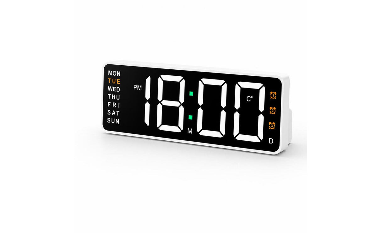 Weekday Indicators LED Digital Alarm Clock Large Display Digital Desk Clock Simple Operation Desktop Device Rounded Corners