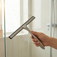 Corrosion-Resistant Shower Squeegee with Hook Sturdy Stainless Steel Squeegee Easy Grip Cleaning Tool Waterproof for Bathroom