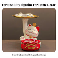 Fortunate feline Key Bowl Large Capacity wide opening feline Statue Modern artistic