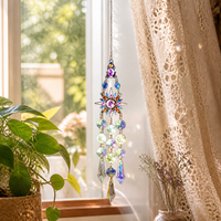 Stained Glass Suncatcher, Handmade Glass Rainbow Maker for Indoor Window, Decorative Ornament with Hook for Children's Room