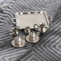 Dollhouse Miniature Alloy Tea Set for Dollhouse Kitchen