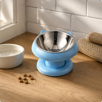 Stainless Steel Feline Feeder Anti-Tip Raised Feline Bowl Non-Slip