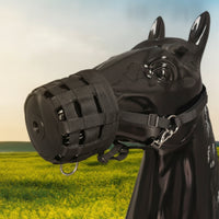 Padded Horse Muzzle with Halter Ventilated Horse Muzzle Lightweight Tack Nylon for Horses, Stable