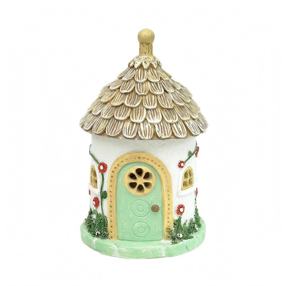 Thatched Roof Cottage Resin Solar Glowing Decoration Waterproof Micro Landscape House