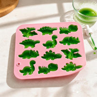 DIY 12-Cavity Dinosaur Silicone Mold for Candy Chocolate Jelly Ice Mousse Cake Baking
