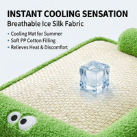 Ice Silk Dog Bed, Washable Cooling Dog Sofa, Bolster Neck Support for Summer, Square Cat Bed