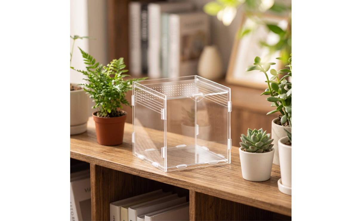 Front-Opening Acrylic Reptile Enclosure Escape-Proof Reptile Enclosure with Door Ventilated Acrylic Terrarium Transparent for Breeders, Home, Breeding Room