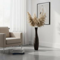 Large Ribbed Floor Vase Handmade Domestic Decoration Anti-Slip Bottom for Entryway, Office
