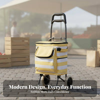 Foldable Shopping Cart Portable Wheeled Grocery Bag Lightweight Insulated Rolling Cart for Shoppers, Seniors, Supermarket, Outdoor Markets, Laundromat