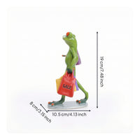 Frog Figurine with Shopping Bags Funny Animal Collectible Lively Statue for Shelf
