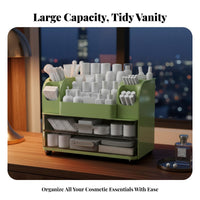 Tiered Cosmetic Case with Drawers Compartmentalized Design for Bedroom, Students