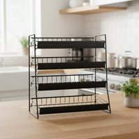 Display Rack with Slanted Shelves Sturdy 4 Tier Retail Stand Shelf for Retailers, Vendors