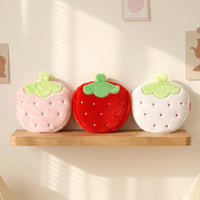 Fuzzy Strawberry Cosmetic Bag Cute Strawberry Pouch with Zipper Fluffy Soft-Furred Makeup Pouch Portable for Girls, Students, Travel, Dorm Room