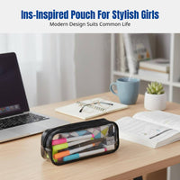 Transparent PVC Pencil Case, Large Capacity Stationery Organizer, Customizable, Student, Girls, INS Style, Makeup Storage Bag