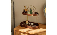 Desktop Storage Rack Compact Two-Tier Organizer Metal Desktop Organizer with Handle for Vanity