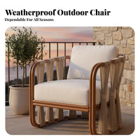 Waterproof Rope Weave Single Sofa Weather-Resistant Rope Weave Armchair Designer Design Outdoor Furniture Sun-Proof for Adults, Homeowners, Business Owners, Balcony, Courtyard, Garden, Poolside