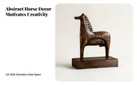 Wood Grain Horse Ornament Contemporary Pastoral Horse Sculpture Carved