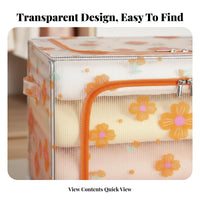 Large Capacity Transparent fastenered Storage Box Clear view panel fastenered Clothing Bag Space Saving Closet Organizer Foldable Design for Students, homeowners, Bedroom, Moving, Under Bed, Dorm Room