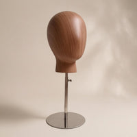 Hairpiece Mannequin Head Metal Base Hairpiece Display Head Wood Grain