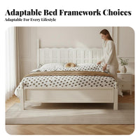 French French Upholstered Panel Bed Creamy cream Finish Bedroom Furniture Hand-Carved ornamentation Vintage in the French of for partners, Adults, Homeowners, Villa, Guest Room