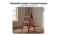 Foldable Folding Step Ladder Lightweight Aluminum Household Ladder Space Saving Portable Step Stool Stable Triangular Structure for Homeowners, DIY Enthusiasts, Seniors, Indoor, Kitchen, Office, Living Room