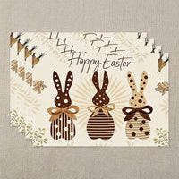 4Pcs Mode Carrots Rabbits Bunny Happy Easter, Linen Placemat Decorative Textile Dining Placemat Sturdy Washable Kitchen Table Mat for Families, Hosts, Holiday Dinners, Parties, Restaurants