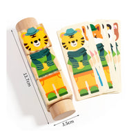 Early Learning Rotating Creature Game Hand-Eye Coordination Wooden Creature Matching Toy Fine Movement Skills Rotating Block Game Safe Natural Wood for Toddlers, Babies, Kids, Preschool