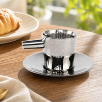 Espresso Cup with Saucer Stainless Steel Coffee Cup with Saucer Double-Walled