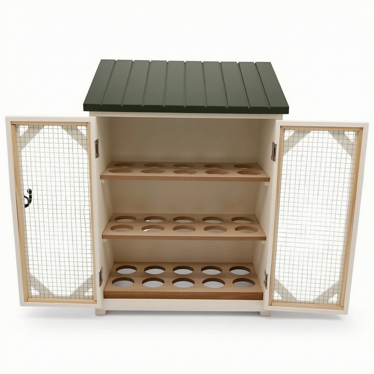 Egg Cabinet with Mesh Doors 3-Tier Egg Holder with Wire Mesh Window for Bakers