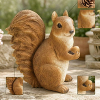 Resin Squirrel Figurine with Pinecone Woodland Squirrel Figurine with Cone Cone Carved Decor Outdoor for Gardeners, Garden, Patio, Balcony, Flower Room
