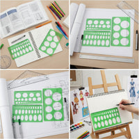 3 Pieces Geometric Template Ruler Translucent Circle Drawing Template Measuring Ruler with Circle Cutouts for Designers, Design Professionals