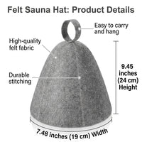Sauna Hat for Women and Men Made from Wool Felt Material, Lightweight Unisex Cap for Steam Room and Banya, Reusable Heat Protection