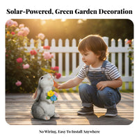 Glowing Butterfly Hare Figurine Automatic On/Off Hare Figurine with Glowing Creature-Hardy Resistant Resin Bunny Yard Ornament for Patio, Lawn