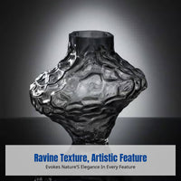 Nordic Glass Vase with Irregular Texture, Modern Minimalist Artistic Display for Living Room