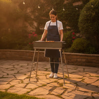 Heat-Resistant Charcoal Grill with Stainless Steel Grate Long-Lasting High-Legged Barbecue Grill Compact Multi-Purpose for Backyard
