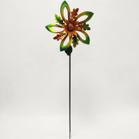 Metal Wind Spinner with Solar Powered LED Lights, Outdoor Garden Decoration Rotating Windmill, Waterproof Yard Decor for Gardeners