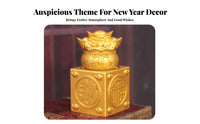 Feng Shui Chinese Wealth Seal Auspicious Design Chinese Fortunate Wealth Bag 360° Rotatable for Office Workers, Home Decor