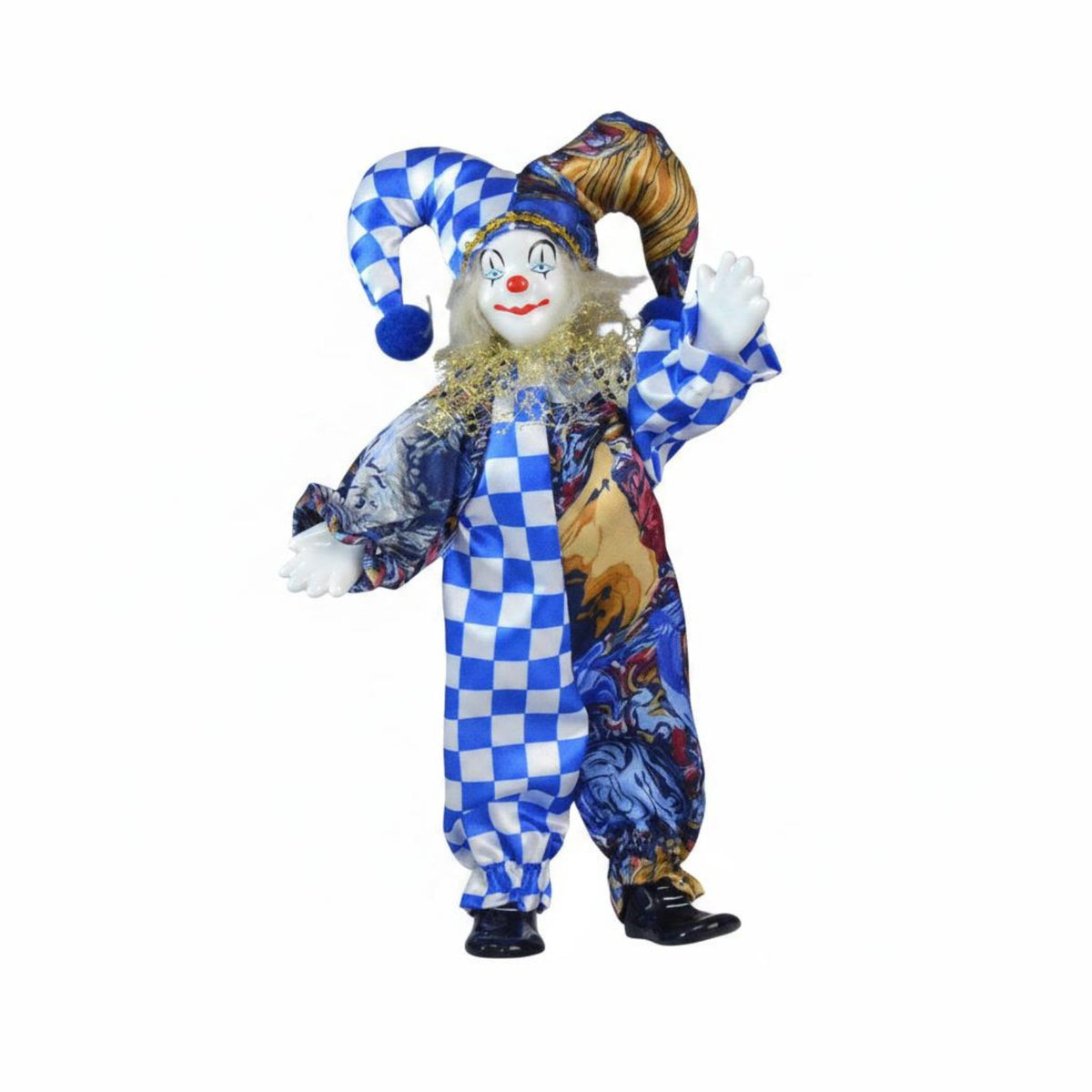 Giftable Ceramic Clown Doll Collectible Clown Doll Porcelain Jester Figurine for Tabletop Display