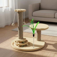 Stable Design Cat Tree with Scratching Post Non-Slip Base Cat Scratching Post with Toys Includes Catnip Balls for Indoors, Living Room, Home