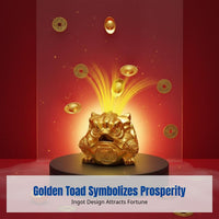 Fortune Frog Figurine, Wealth Metal Decor, Office, Living Room, Entryway