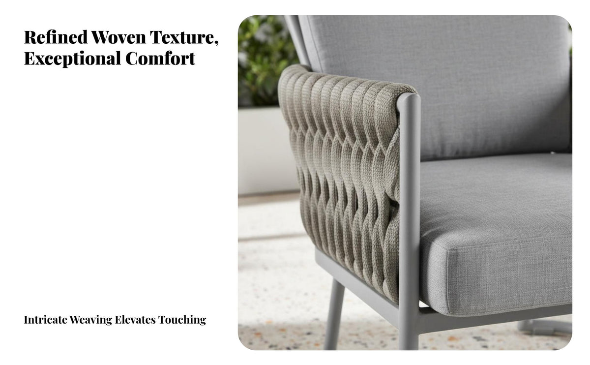 4 Pieces Handwoven Design 4-Piece Woven Sofa Set weatherproof outsidedoor Furniture sunlight-resistant-Resistant Garden Seating Group Low Maintenance for Hotel Managers, entertainment hosts, Balcony, Patio, rearyard, Terrace