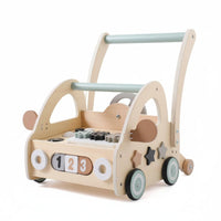 Multifunctional Wooden Activity Stroller Steering Wheel Baby Push Toy Wagon Movement Skills Child Mobility Aid Sensory Play for Nursery