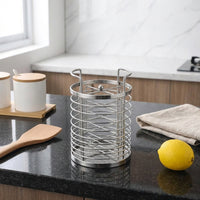 Cutlery Drainer Storage Rack with 3 Compartments, Rotating Utensil Holder and Utensil Drainer, Stainless Steel Kitchen Sink Tidy for Countertop