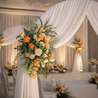 Artificial Floral Arrangement Wilt Wedding Flower Arrangement Pre-Made Faux Flower Runner for Event Planners, Photo Backdrop