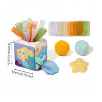 Color Recognition Baby Tissue Box Toy Mirror Surface Sensory Tissue Box Toy Pull Ribbons Cloth Activity Cube Fine Movement Skills for Babies, Toddlers