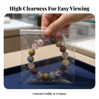 100 Pieces Clear PVC Jewelry Bag High See-Through Transparent PVC Bag Reusable Small Zipper Lock Pouch for Home Organizers, Hobbyists, Travel, Closet